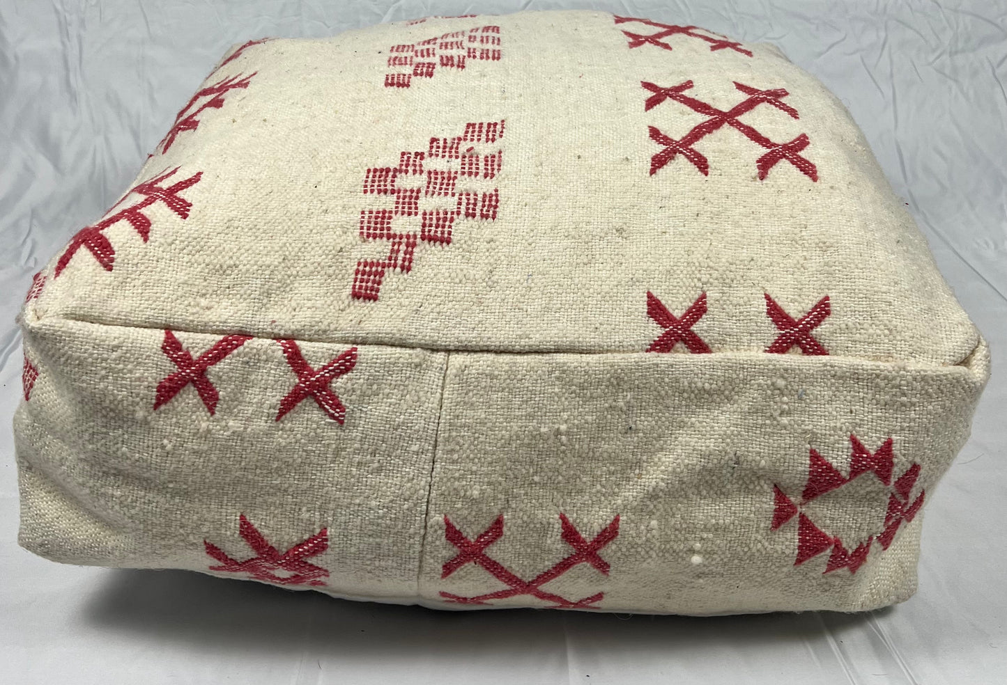White & Red Pouf