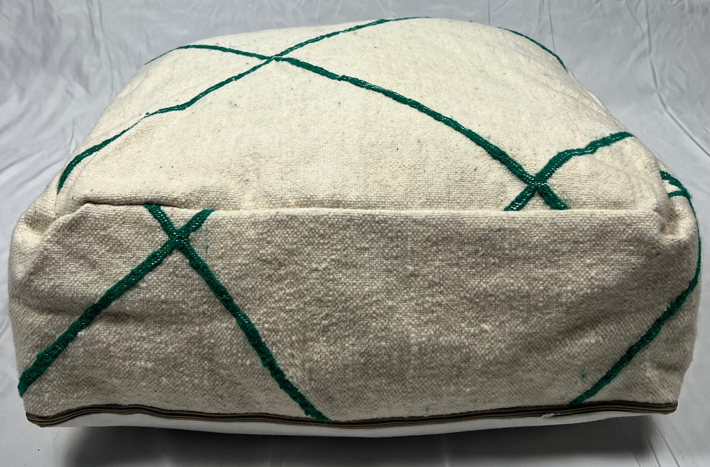 Cream & Green Pouf