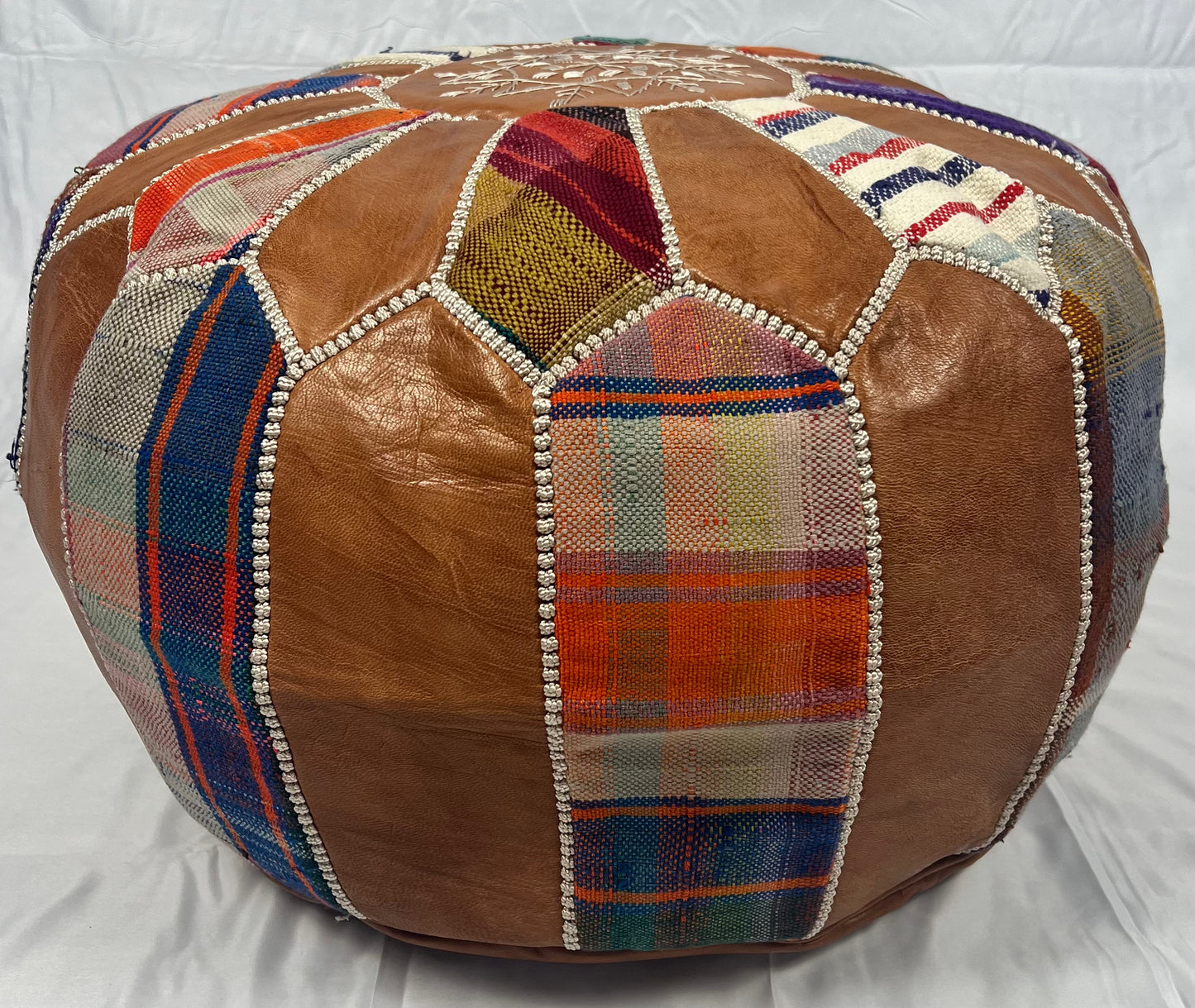 Leather & Kilim Pouf