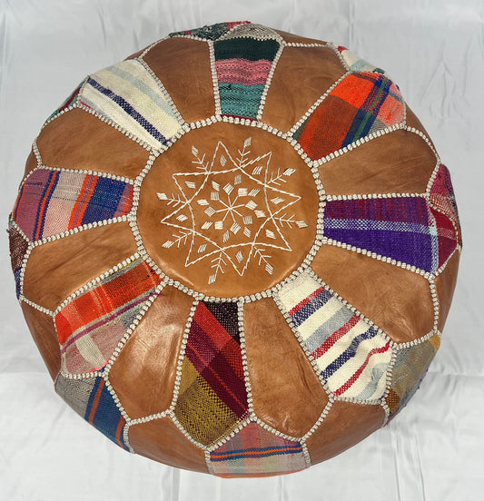 Leather & Kilim Pouf