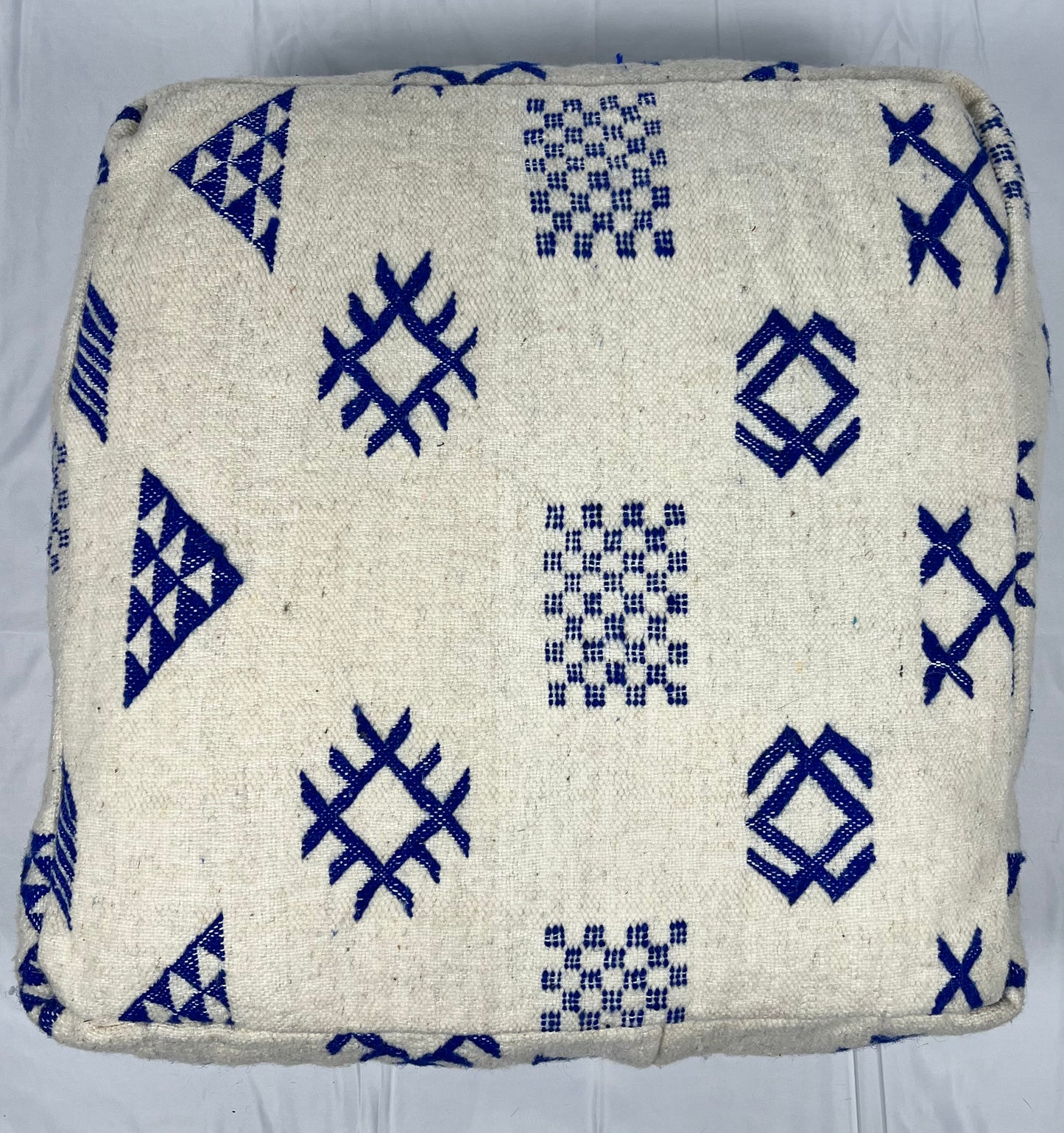 Cream & Blue Pouf