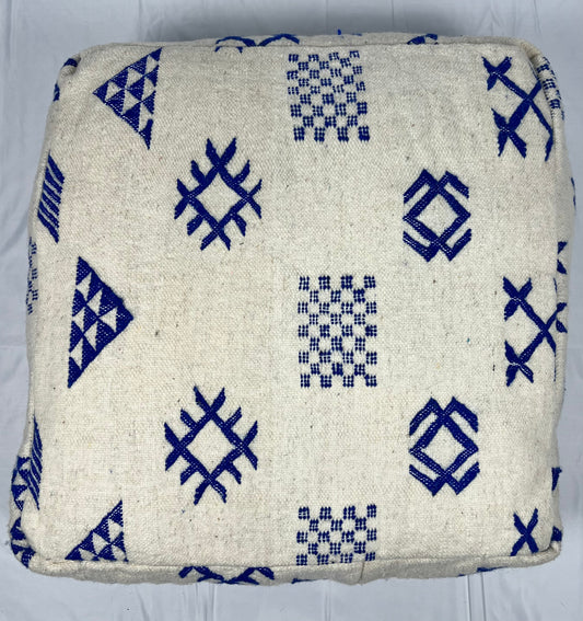 Cream & Blue Pouf