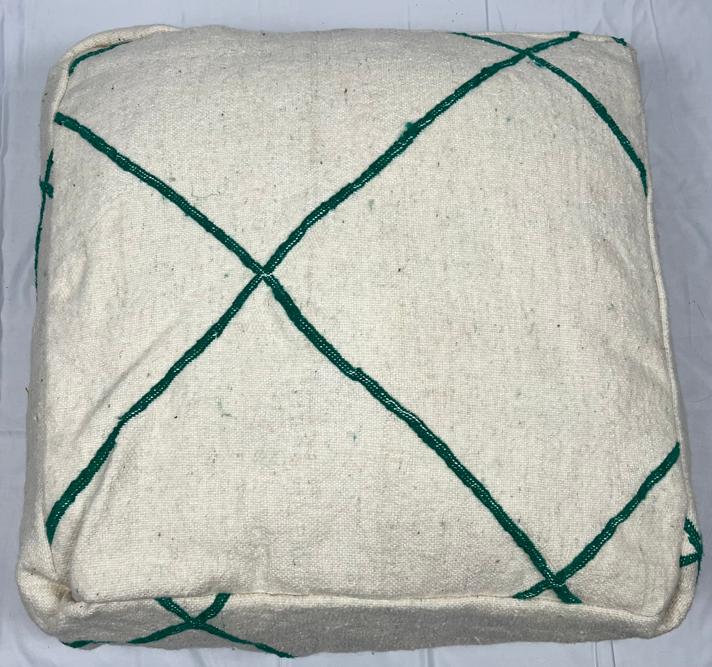 Cream & Green Pouf