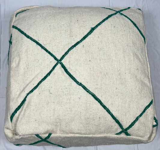 Cream & Green Pouf